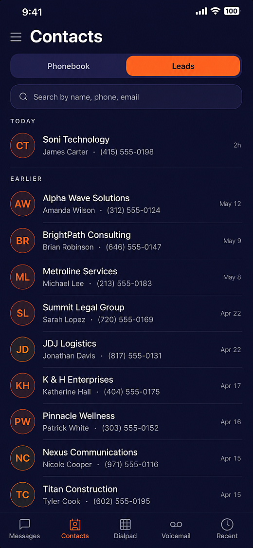 CRMLink CRM contacts and leads